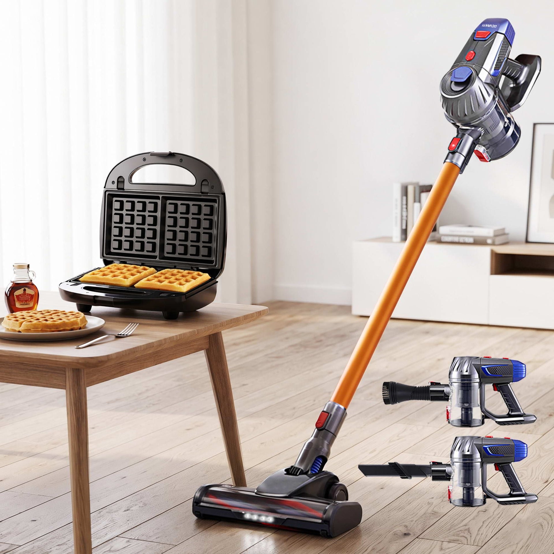 Devanti K7 Cordless Stick Vacuum Cleaner plus 3-in-1 Sandwich Maker Awezingly