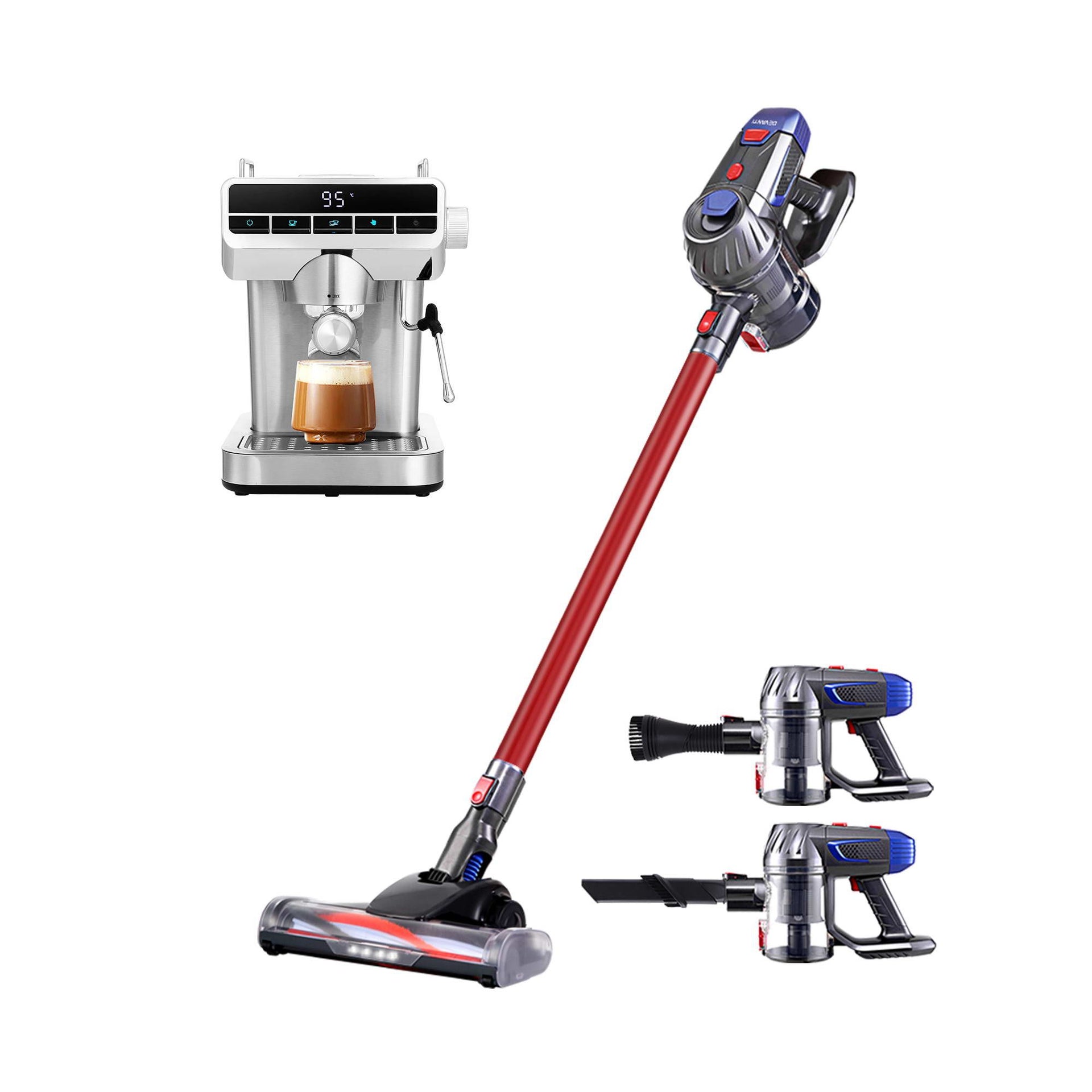 Devanti K7 Cordless Stick Vacuum Cleaner plus Coffee Maker Machine Espresso Awezingly