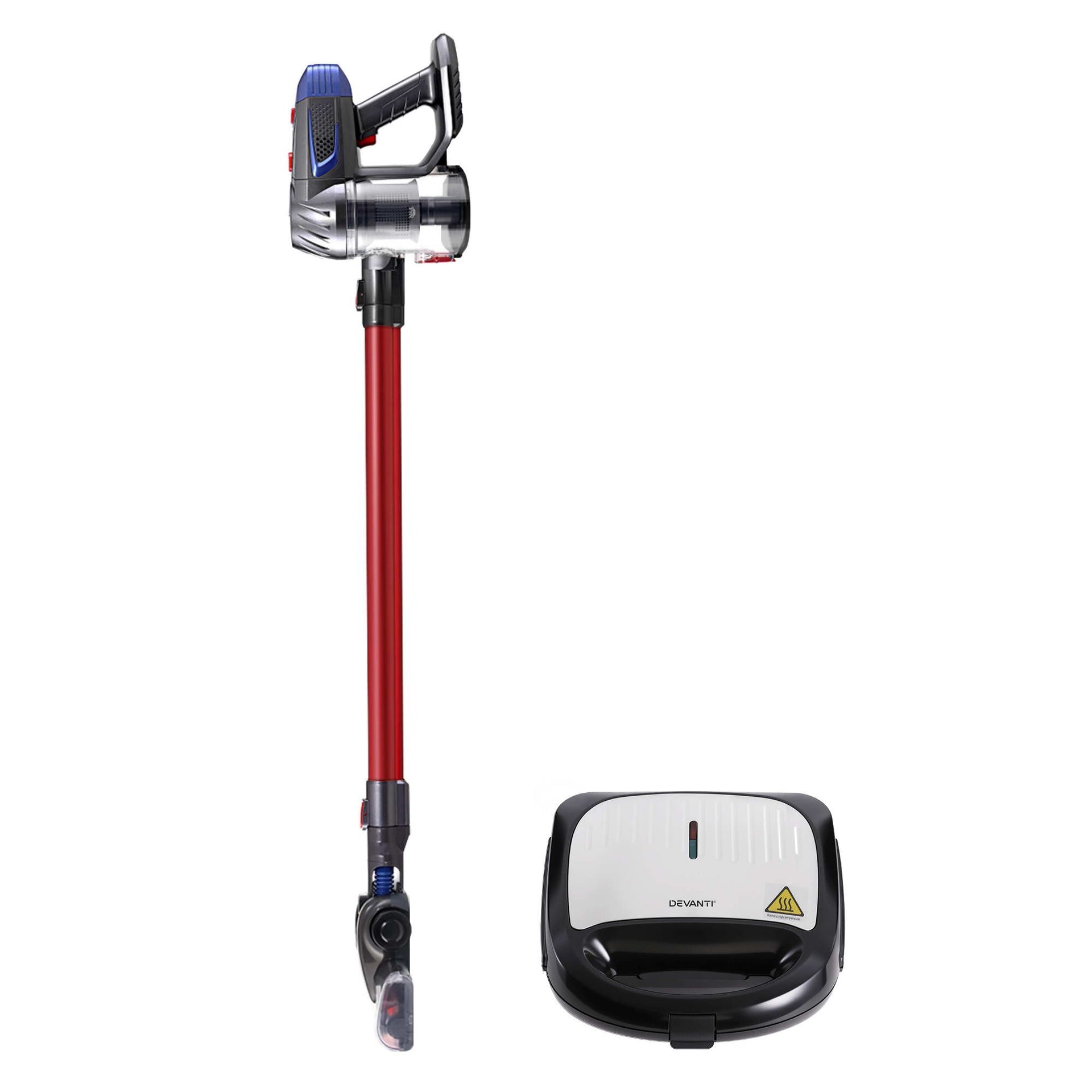 Devanti K7 Cordless Stick Vacuum Cleaner plus 3-in-1 Sandwich Maker Awezingly