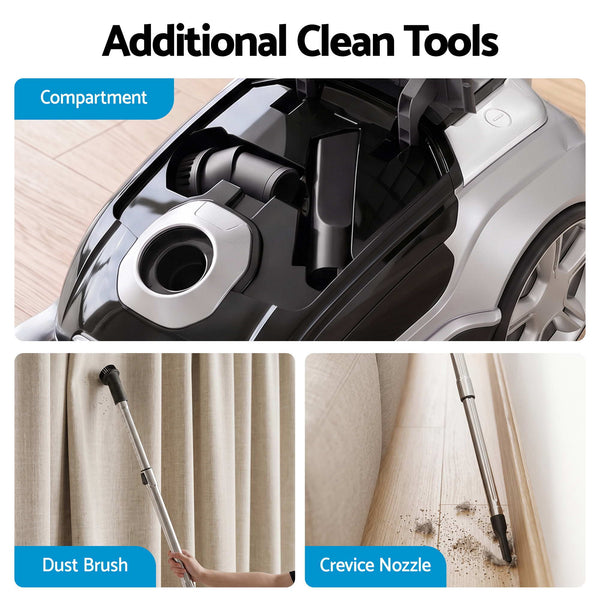 DEVANTI Bagged Vacuum Cleaner Powerful Suction for Carpet Wood Tile Floor Awezingly