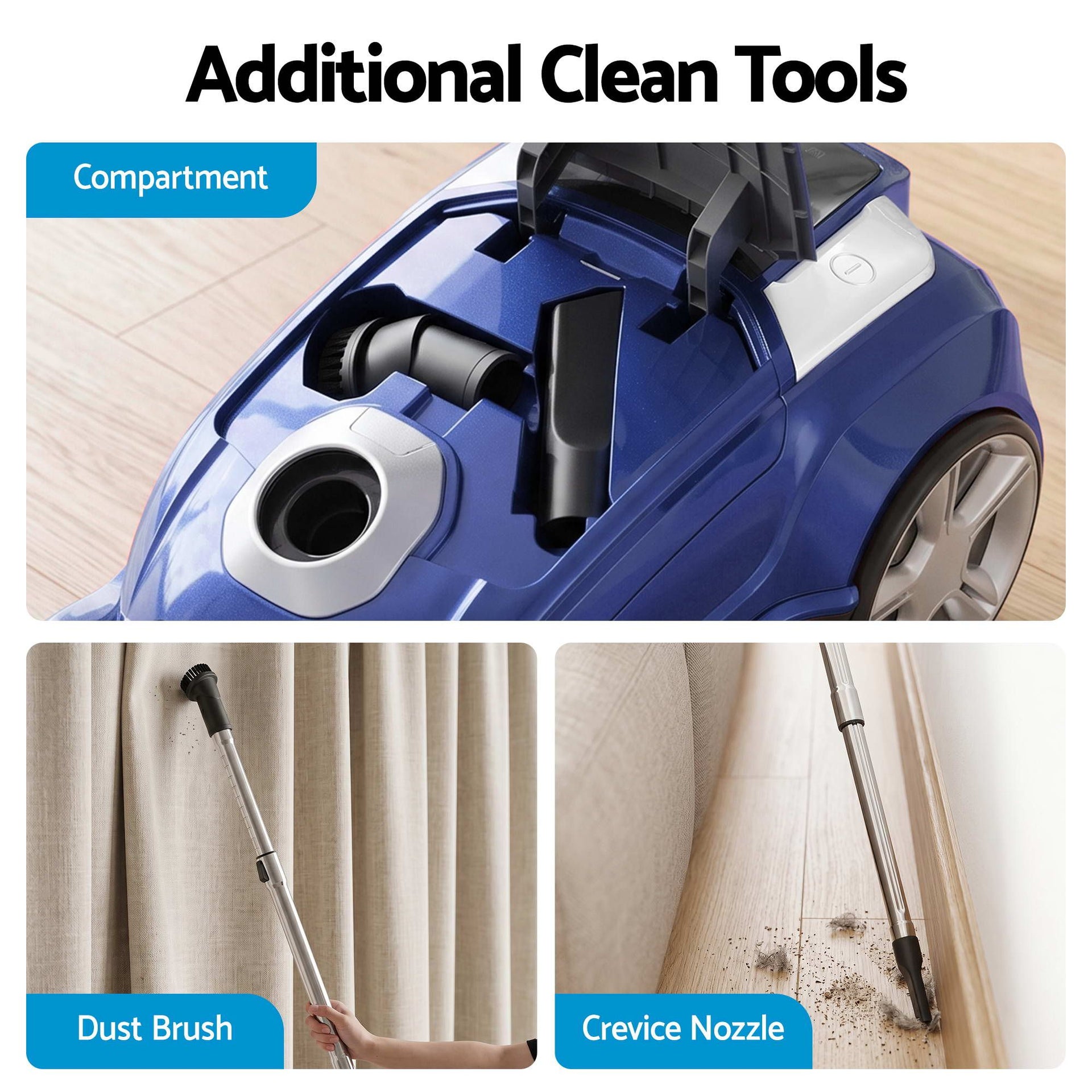 DEVANTI Bagged Vacuum Cleaner Powerful Suction for Carpet Wood Tile Floor Devanti