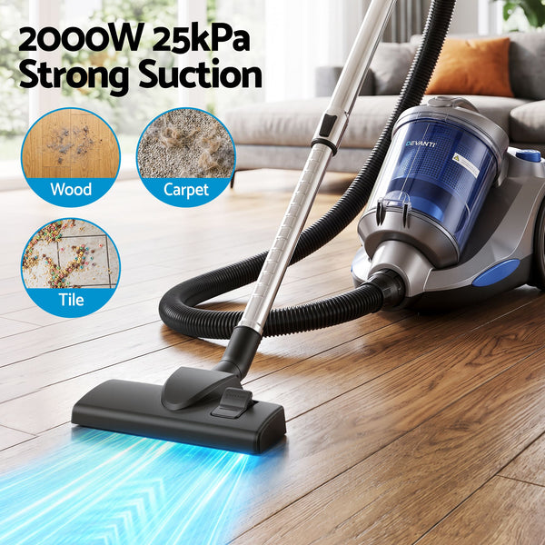Devanti Vacuum Cleaner Bagless Canister 2000W 25kPa Powerful Suction 4L Awezingly