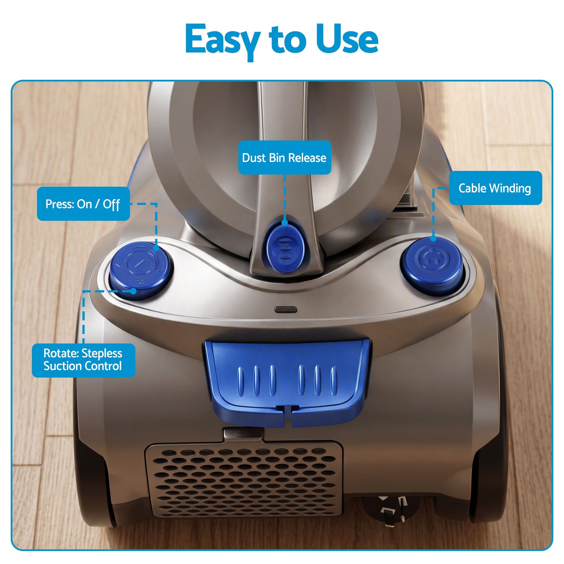Devanti Vacuum Cleaner Bagless Canister 2000W 25kPa Powerful Suction 4L Awezingly