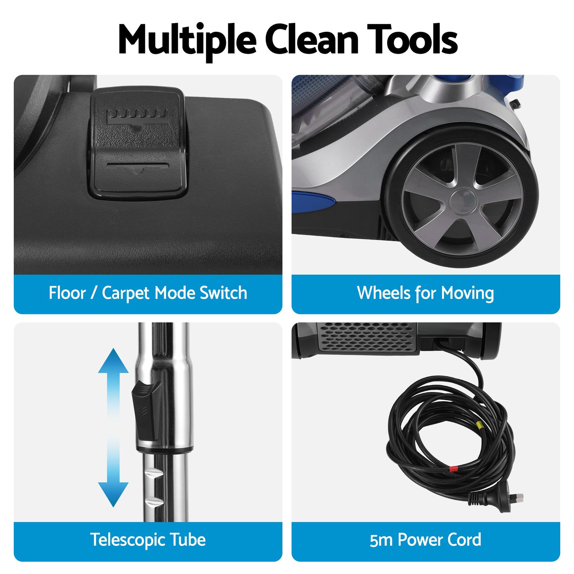 Devanti Vacuum Cleaner Bagless Canister 2000W 25kPa Powerful Suction 4L Awezingly