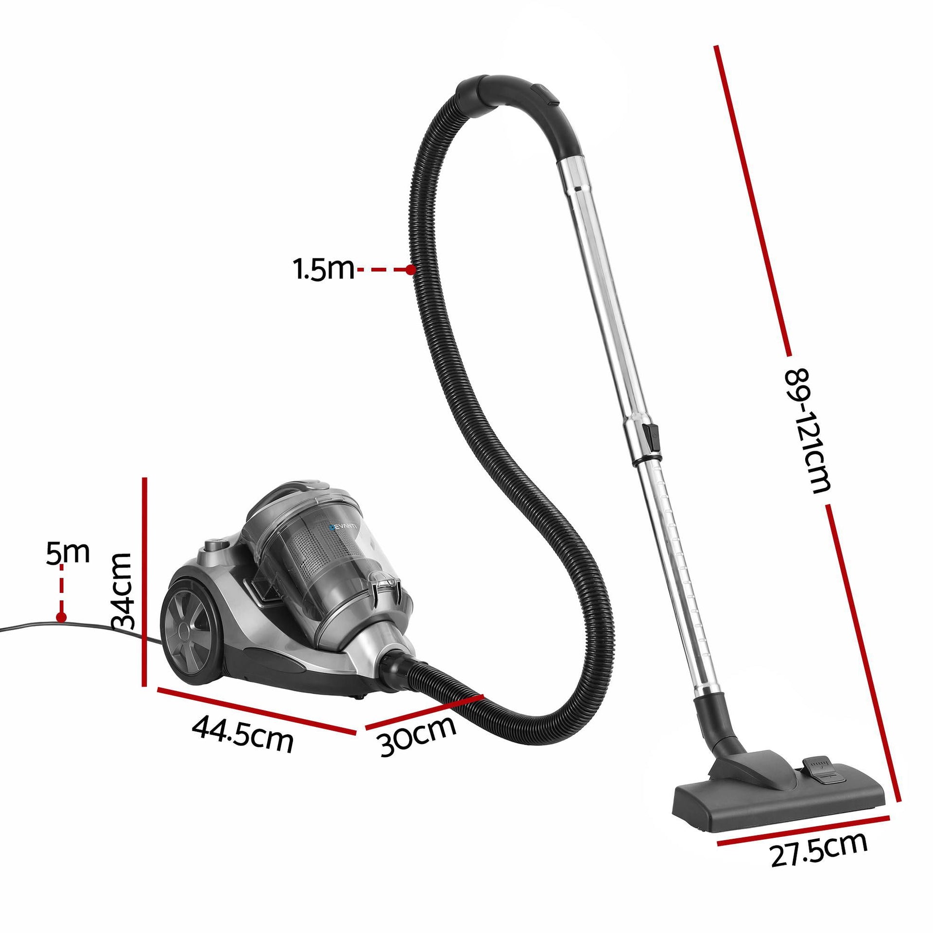 Devanti Vacuum Cleaner Bagless Canister 2000W 25kPa Powerful Suction 4L Awezingly