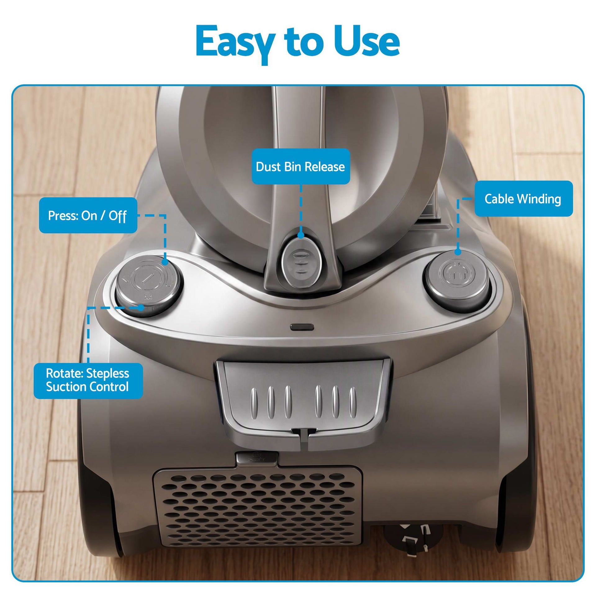 Devanti Vacuum Cleaner Bagless Canister 2000W 25kPa Powerful Suction 4L Awezingly