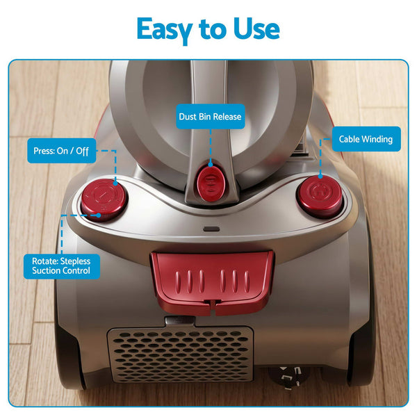 Devanti Vacuum Cleaner Bagless Canister 2000W 25kPa Powerful Suction 4L Awezingly