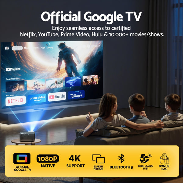 Devanti Video Project 4K 1080P Official Google TV 5G Wifi Home Cinema Awezingly
