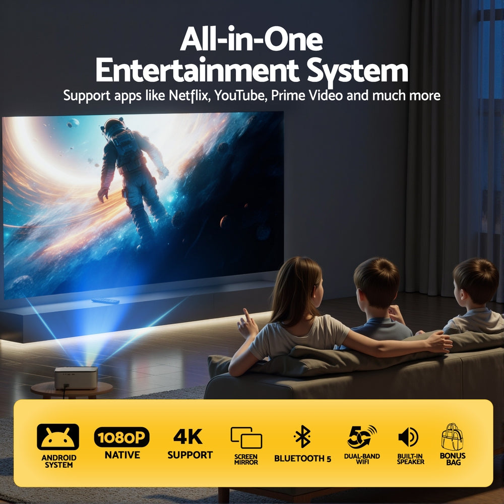 Devanti Video Project 4K 1080P Android 5G Wifi Home Cinema Awezingly