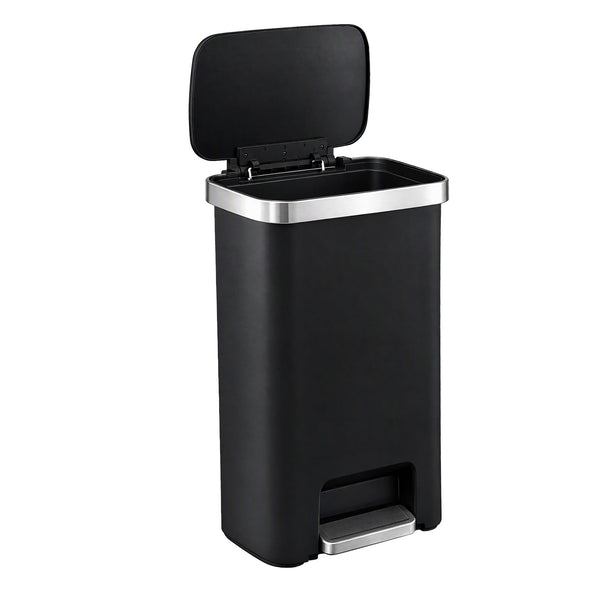 Artiss Rubbish Bin 51L Kitchen Pedal Soft Close Lid Liner Pocket Black Awezingly