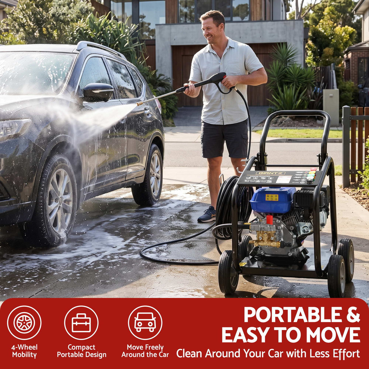 Giantz Petrol High Pressure Washer 3000PSI 7HP 4 Stroke Cleaner Commercial Blue Awezingly