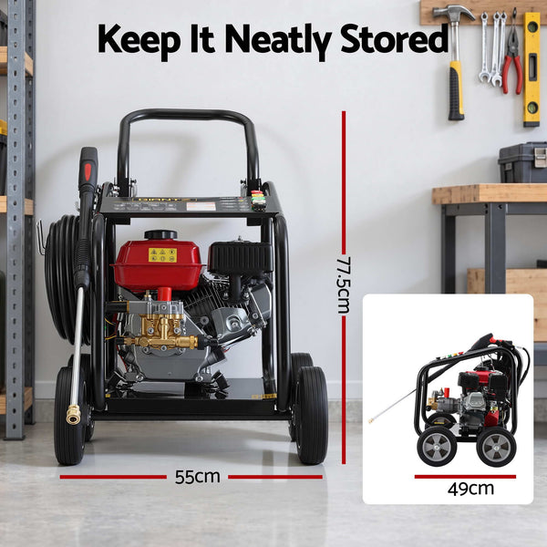 Giantz Petrol High Pressure Washer 3000PSI 7HP 4 Stroke Cleaner Commercial Red Awezingly