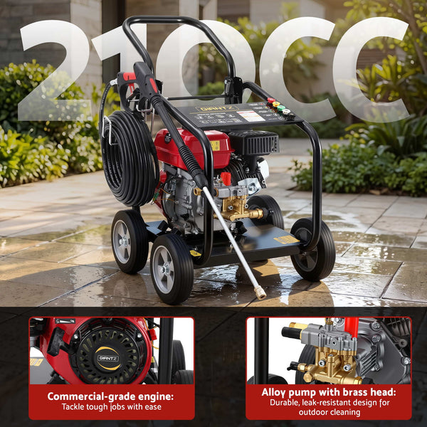 Giantz Petrol High Pressure Washer 3000PSI 7HP 4 Stroke Cleaner Commercial Red Awezingly