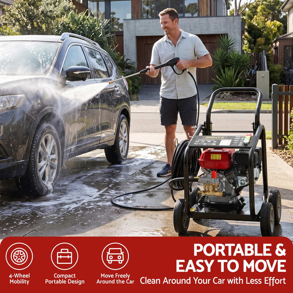 Giantz Petrol High Pressure Washer 3000PSI 7HP 4 Stroke Cleaner Commercial Red Awezingly