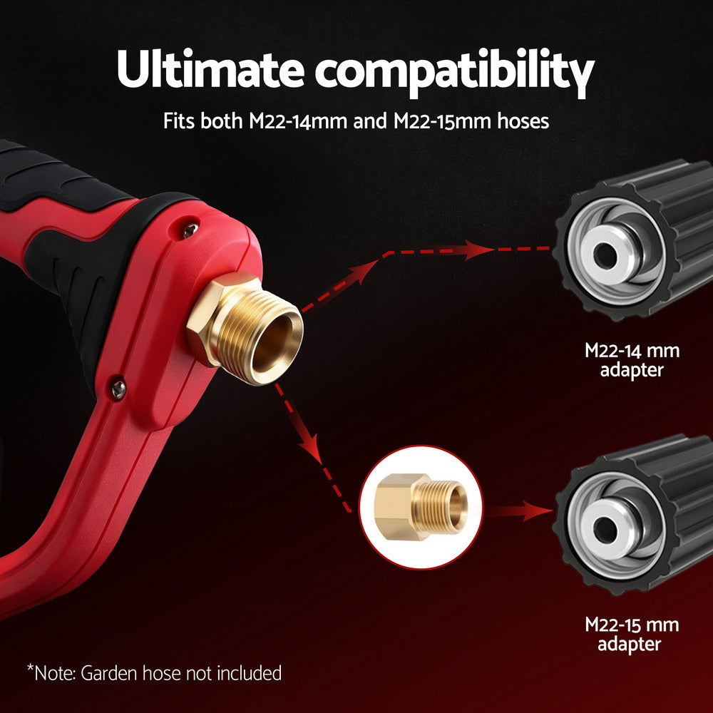 Giantz Pressure Washer Gun Short Trigger 4000PSI M22-14 1/4 Inch 5 Nozzles Red Awezingly