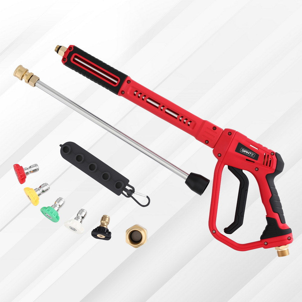 Giantz Pressure Washer Gun Short Trigger 4000PSI M22-14 1/4 Inch 5 Nozzles Red Awezingly