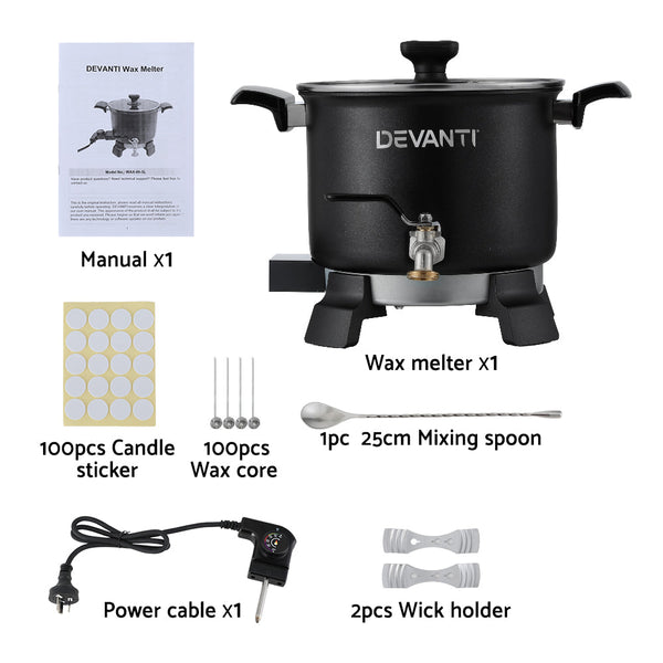 Devanti 5L Wax Melter Candle Making 1200W Melting Pot Furnace Quick Pour Spout Soy Soap Devanti