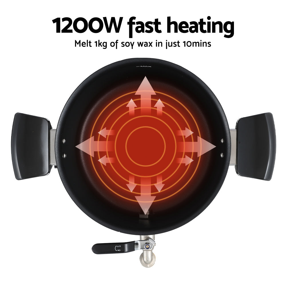 Devanti 5L Wax Melter Candle Making 1200W Melting Pot Furnace Quick Pour Spout Soy Soap Devanti