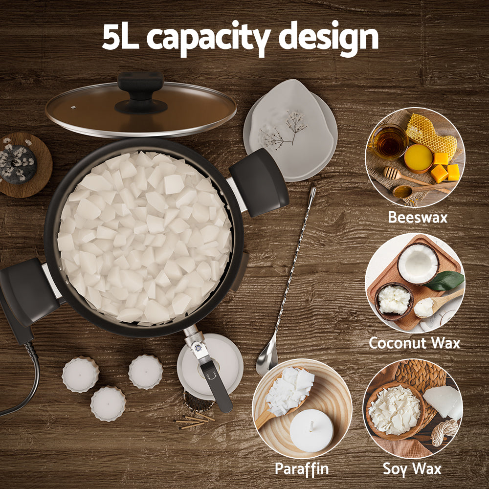 Devanti 5L Wax Melter Candle Making 1200W Melting Pot Furnace Quick Pour Spout Soy Soap Devanti
