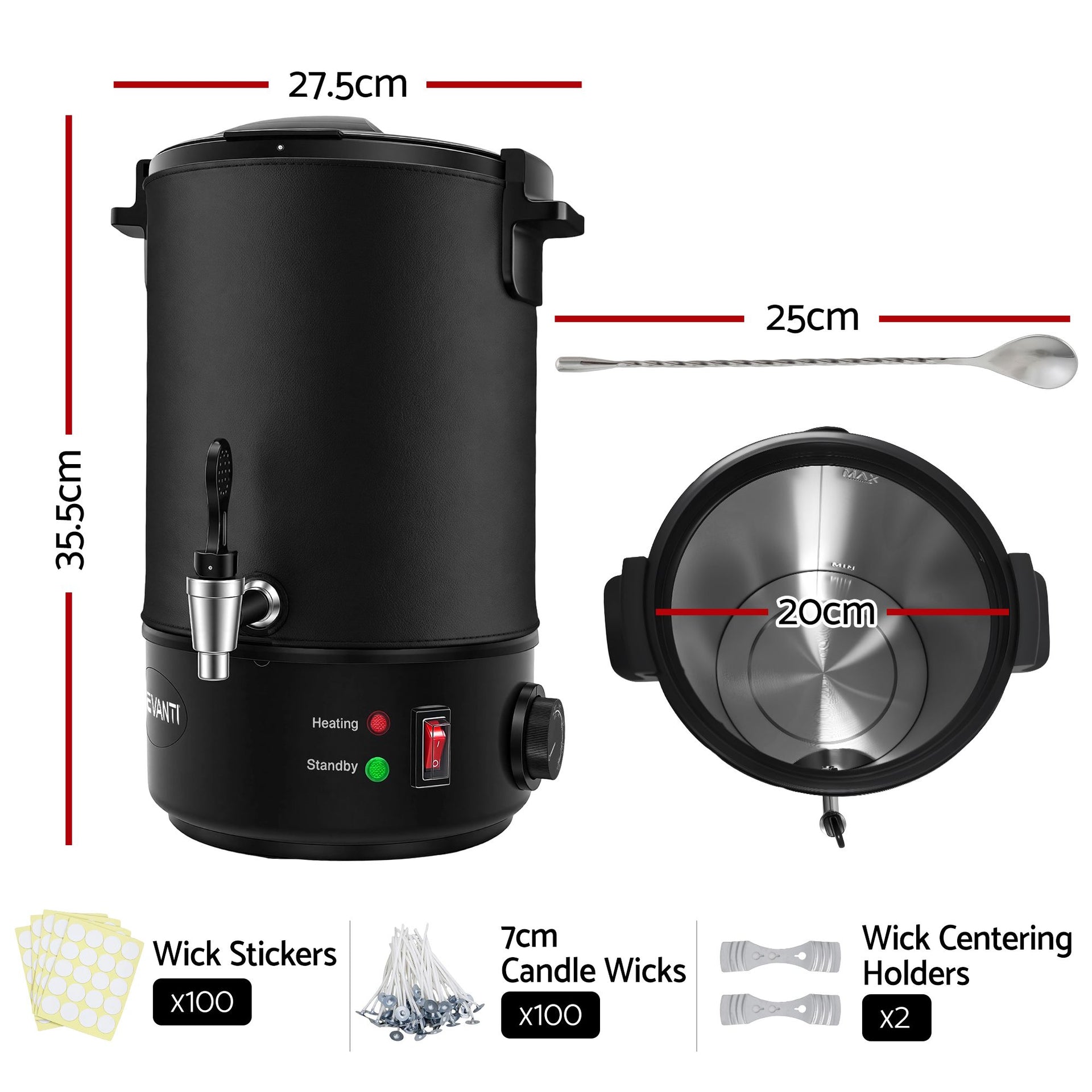 Devanti 6L Wax Melter Candle Making 1520W Melting Pot Furnace Quick Pour Spout Soy Soap Awezingly