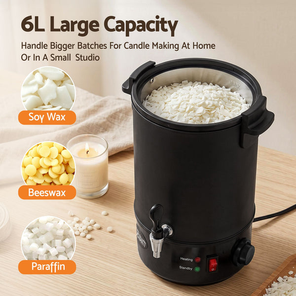 Devanti 6L Wax Melter Candle Making 1520W Melting Pot Furnace Quick Pour Spout Soy Soap Awezingly