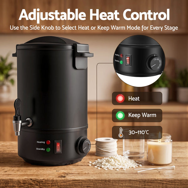 Devanti 6L Wax Melter Candle Making 1520W Melting Pot Furnace Quick Pour Spout Soy Soap Awezingly