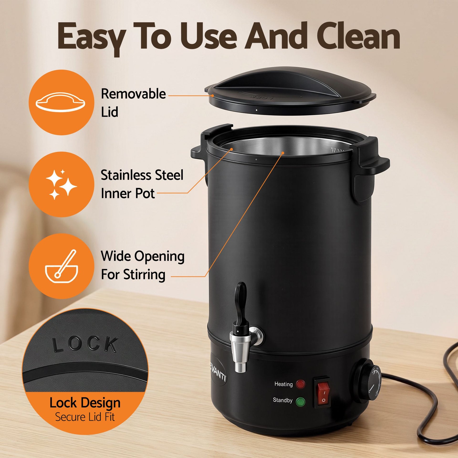 Devanti 6L Wax Melter Candle Making 1520W Melting Pot Furnace Quick Pour Spout Soy Soap Awezingly