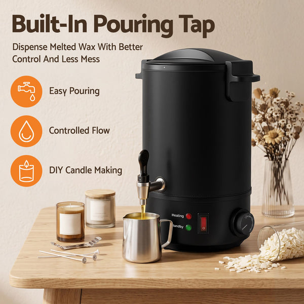 Devanti 6L Wax Melter Candle Making 1520W Melting Pot Furnace Quick Pour Spout Soy Soap Awezingly