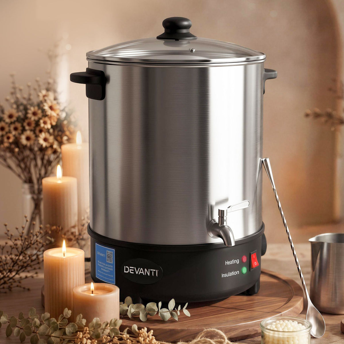 Devanti 16L Wax Melter Candle Making 1500W Melting Pot Furnace Quick Pour Spout Soy Soap Awezingly