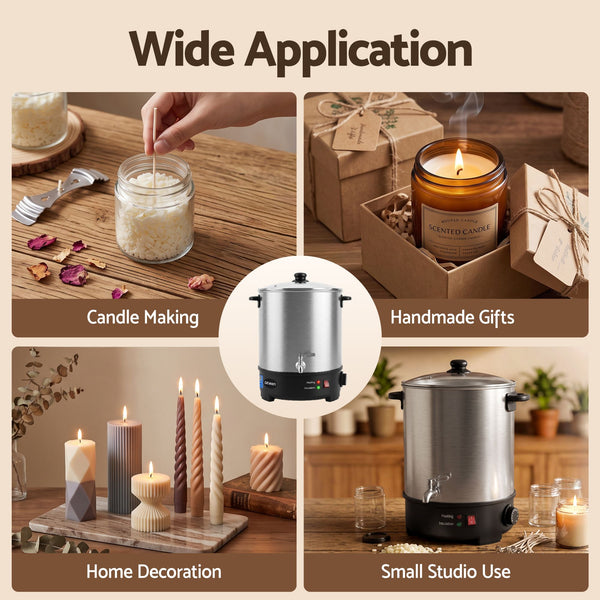 Devanti 16L Wax Melter Candle Making 1500W Melting Pot Furnace Quick Pour Spout Soy Soap Awezingly
