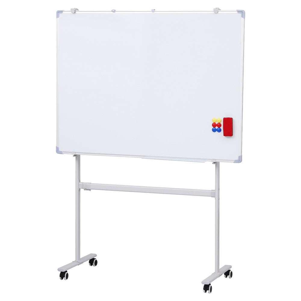 90x120cm Standing Whiteboard with Wheels Magnetic Double-Sided Erase Board Does not apply