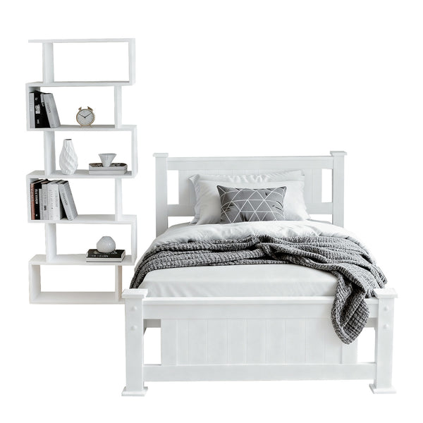 Artiss King Single Bed Frame and Bookshelf Awezingly