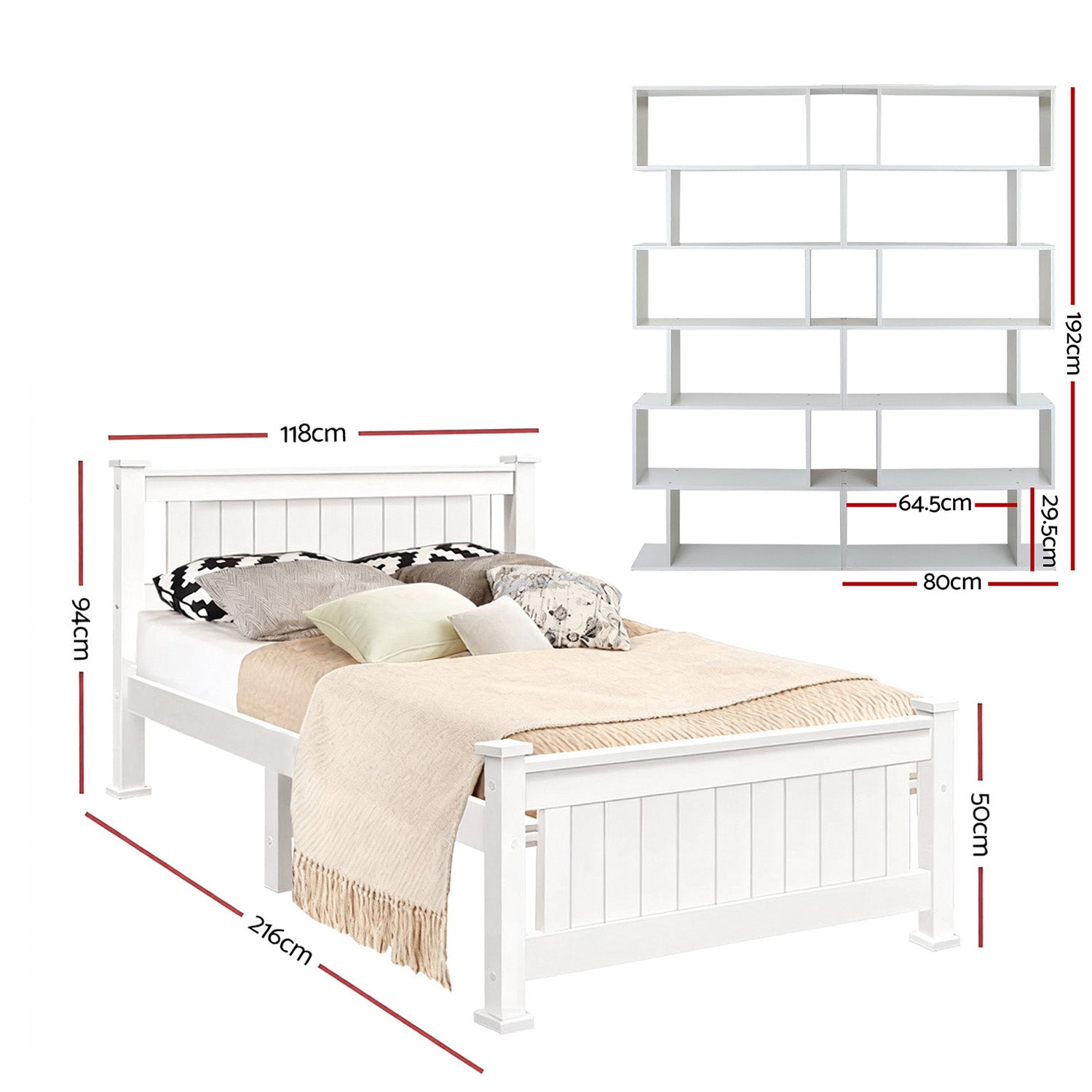 Artiss King Single Bed Frame and Bookshelf Awezingly