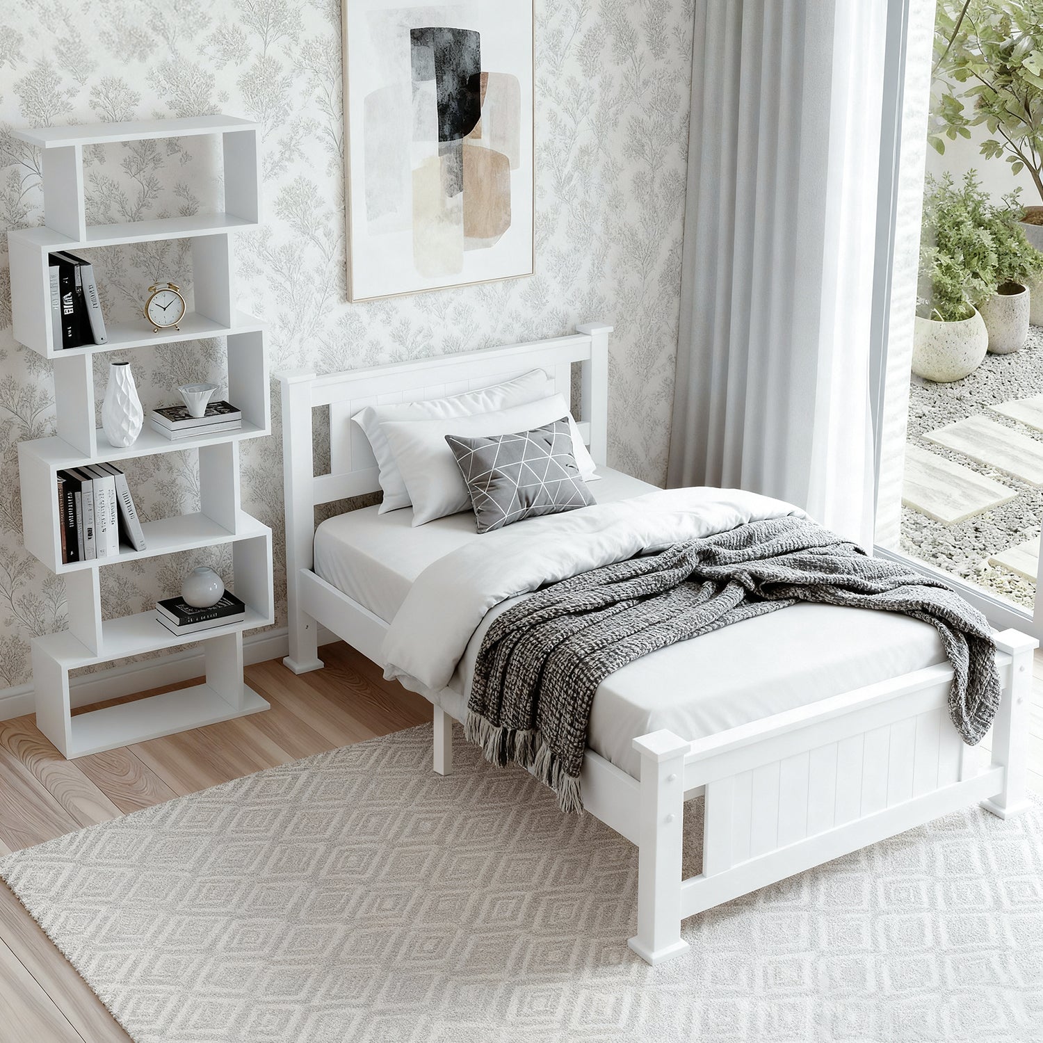 Artiss King Single Bed Frame and Bookshelf Awezingly