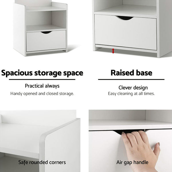 Artiss King Single Bed Frame and Bedside Table White Awezingly