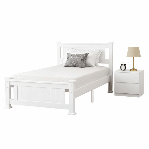 Artiss King Single Bed Frame and Bedside Table Awezingly