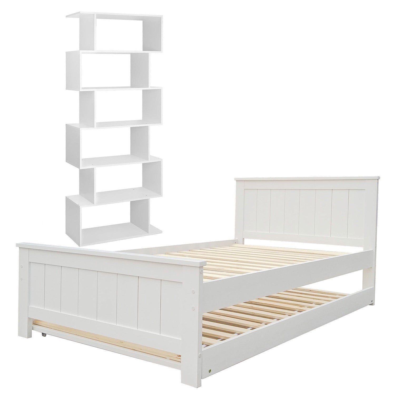 Artiss Bed Frame King Single and Bookshelf Awezingly