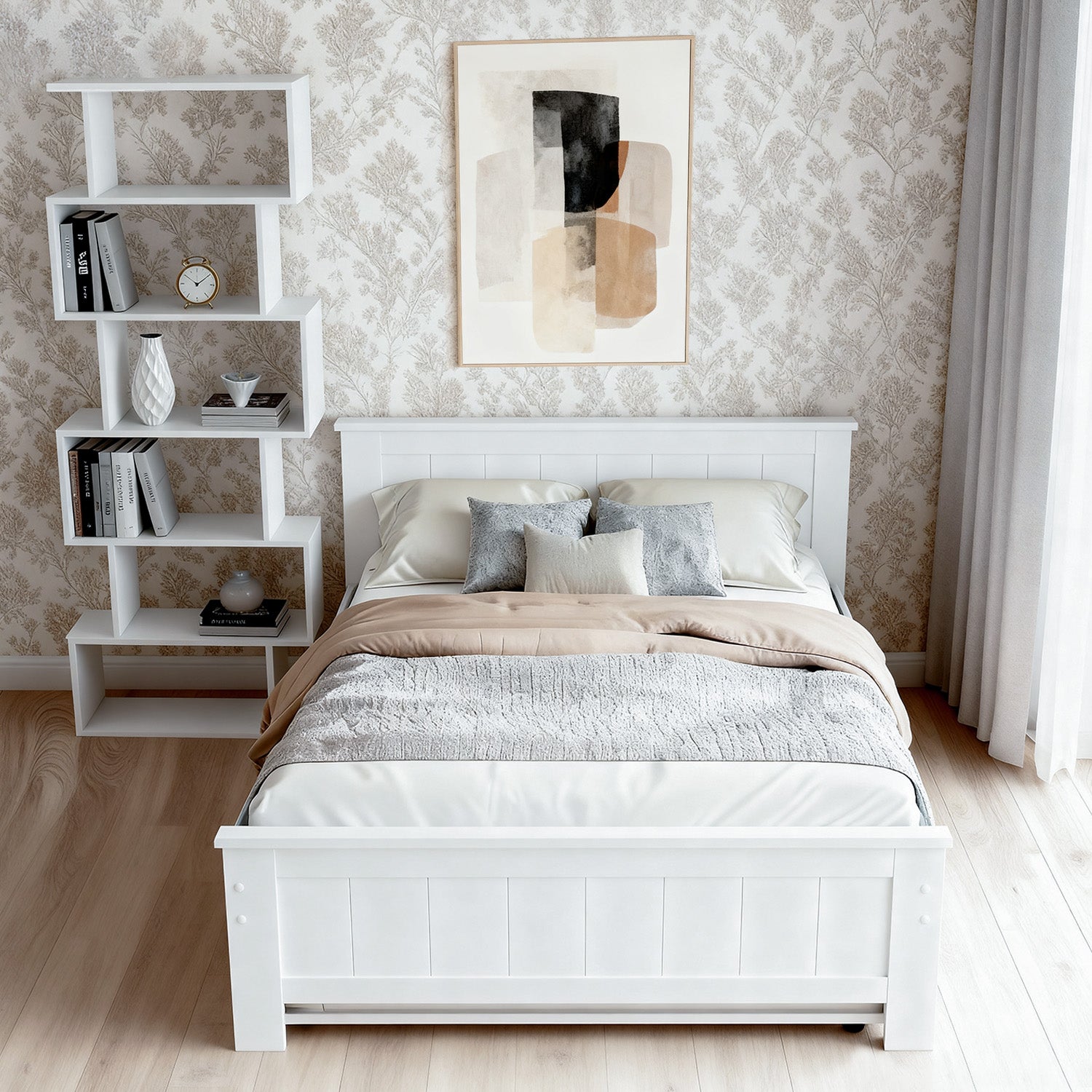 Artiss Bed Frame King Single and Bookshelf Awezingly