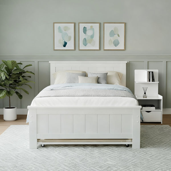 Artiss King Single Bed Frame and Bedside Table White Awezingly