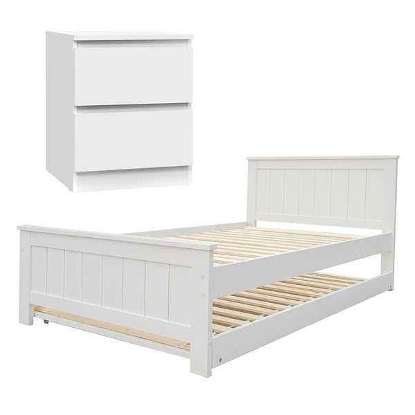 Artiss King Single Bed Frame and Bedside Table Awezingly