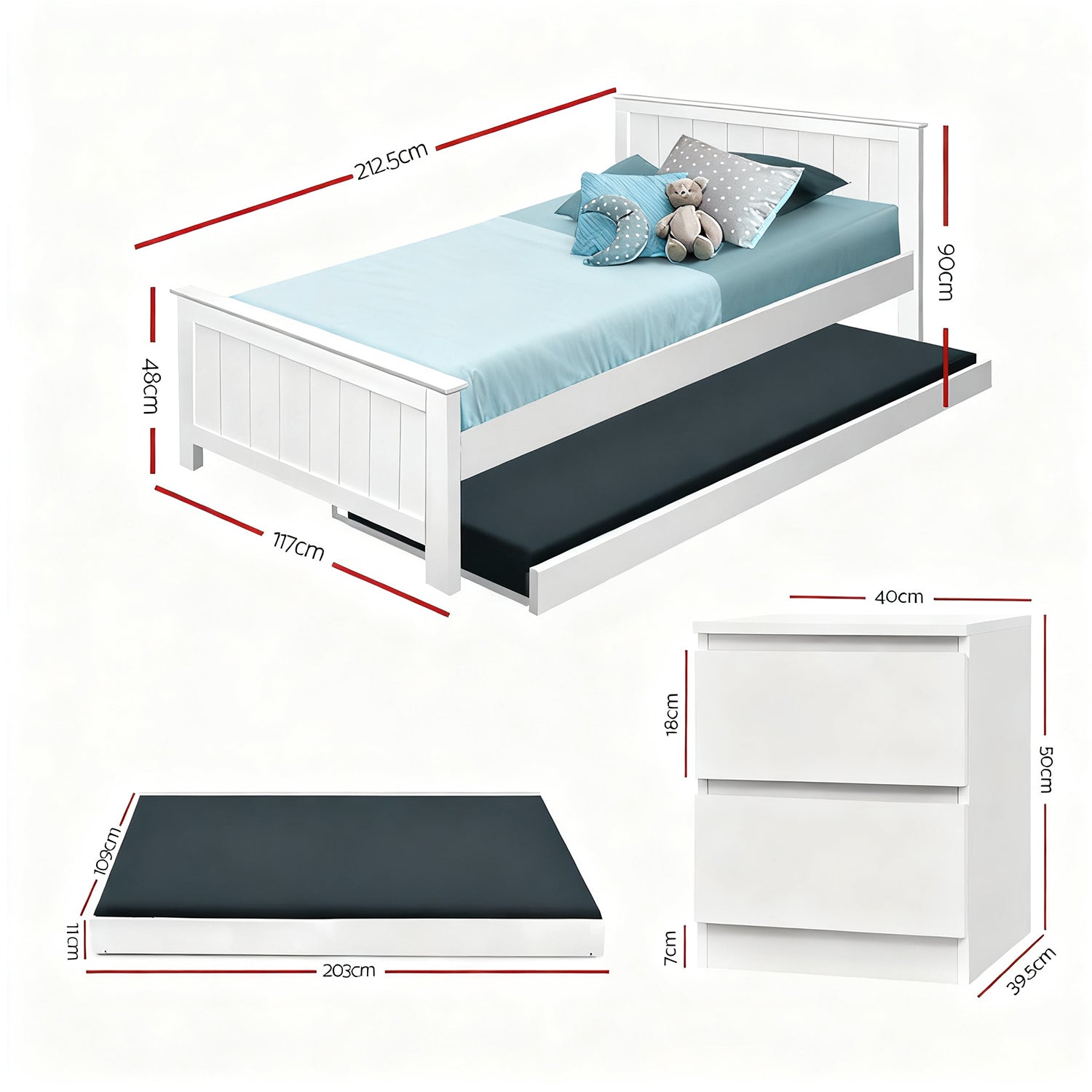 Artiss King Single Bed Frame and Bedside Table Awezingly