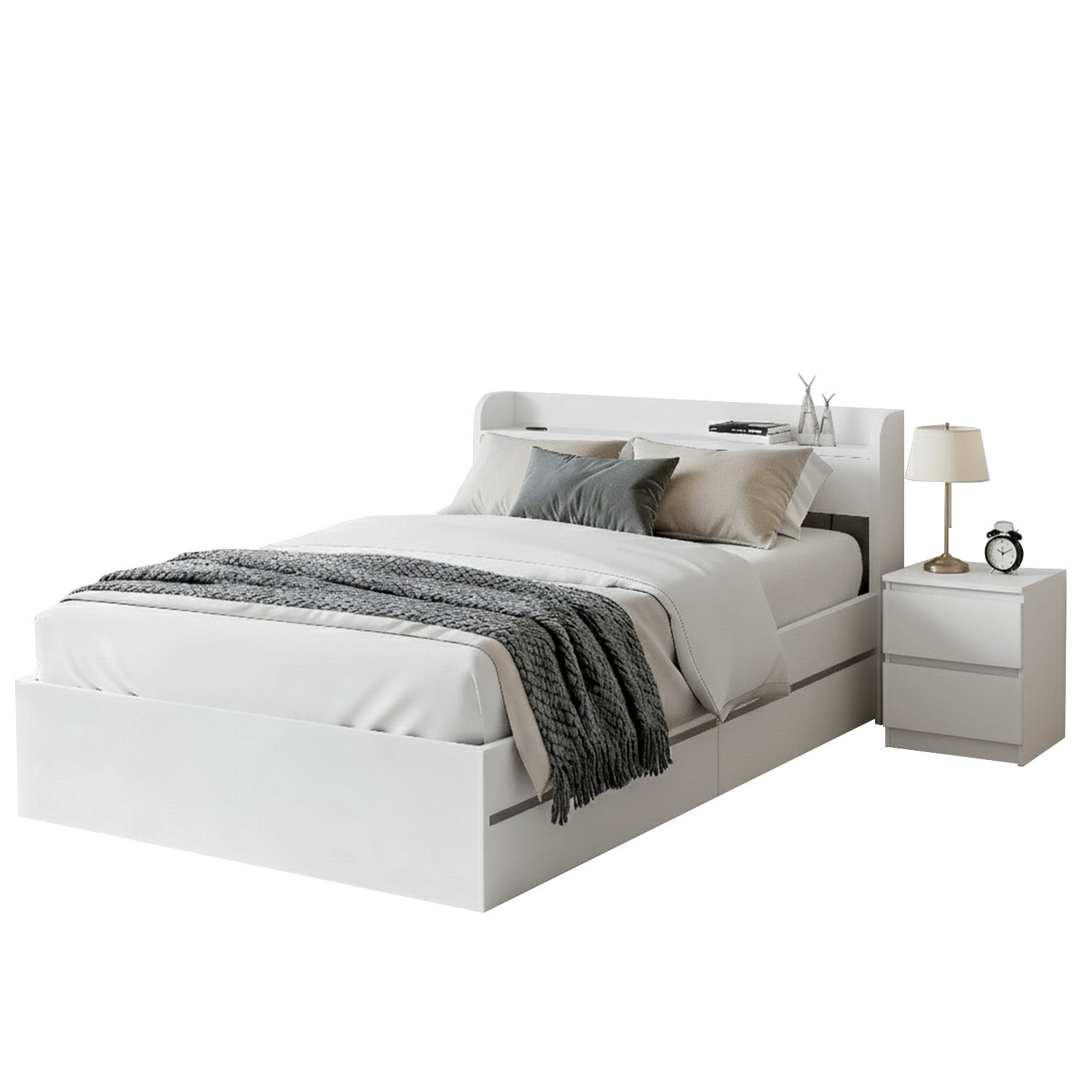 Artiss Single Bed Frame and Bedside Table Awezingly