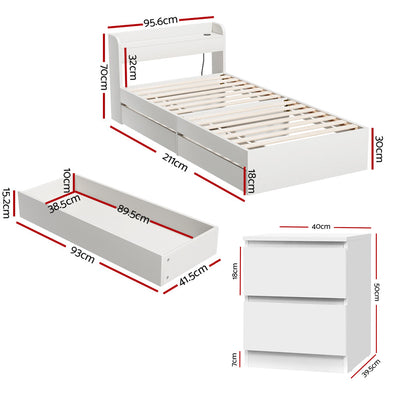 Artiss Single Bed Frame and Bedside Table