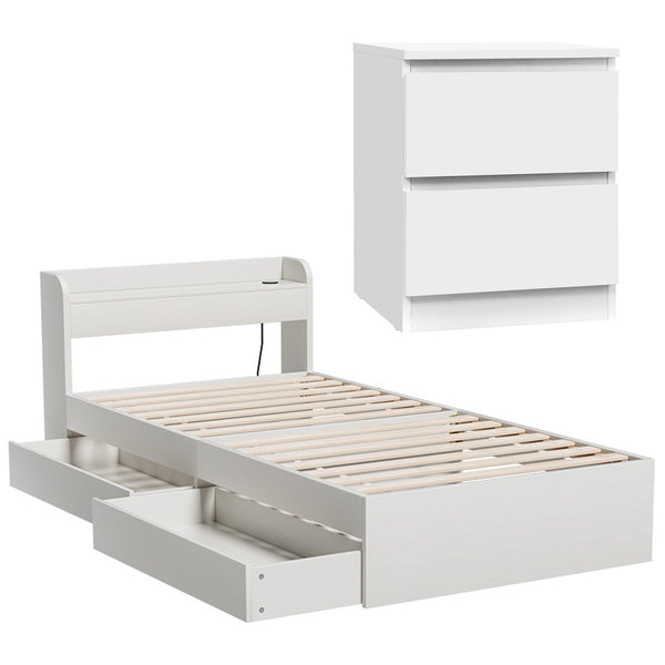 Artiss Single Bed Frame and Bedside Table Awezingly