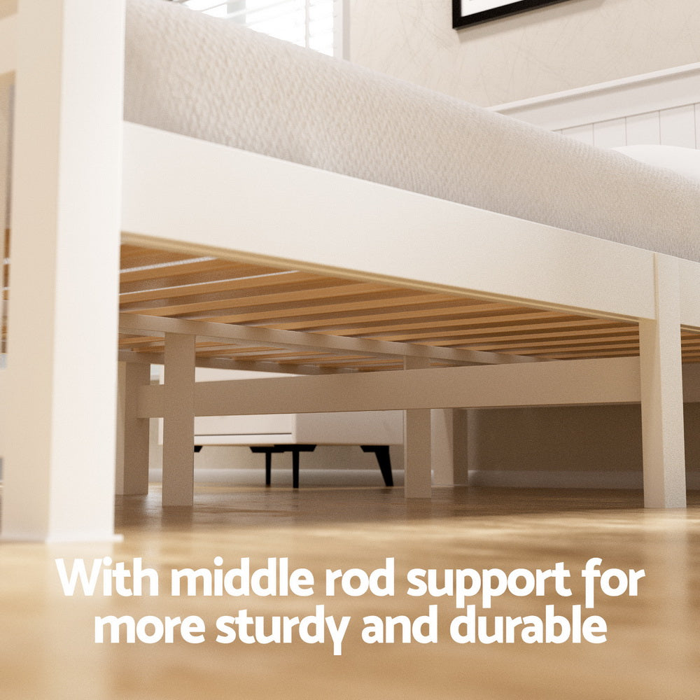 Artiss Bed Frame Double Size Wooden Platform with 2 Storage Drawers White RIO Awezingly