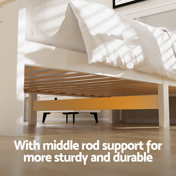 Artiss Bed Frame King Single Size Wooden with 2 Storage Drawers White Artiss