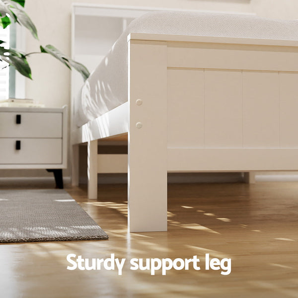 Artiss Bed Frame King Single Size Wooden with 2 Storage Drawers White Artiss