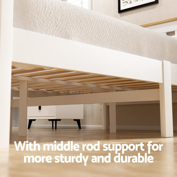 Artiss Bed Frame Double Size Wooden Platform with 2 Storage Drawers White PONY Awezingly