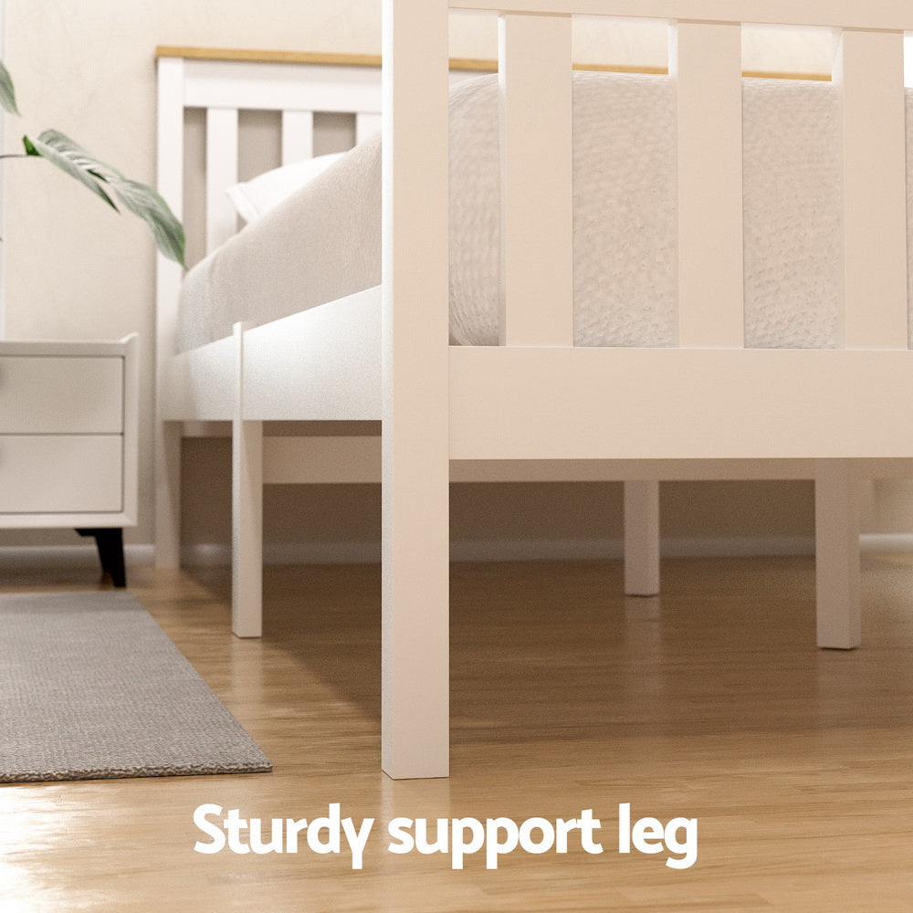 Artiss Bed Frame Single Size Wooden Platform with 2 Storage Drawers White PONY Awezingly
