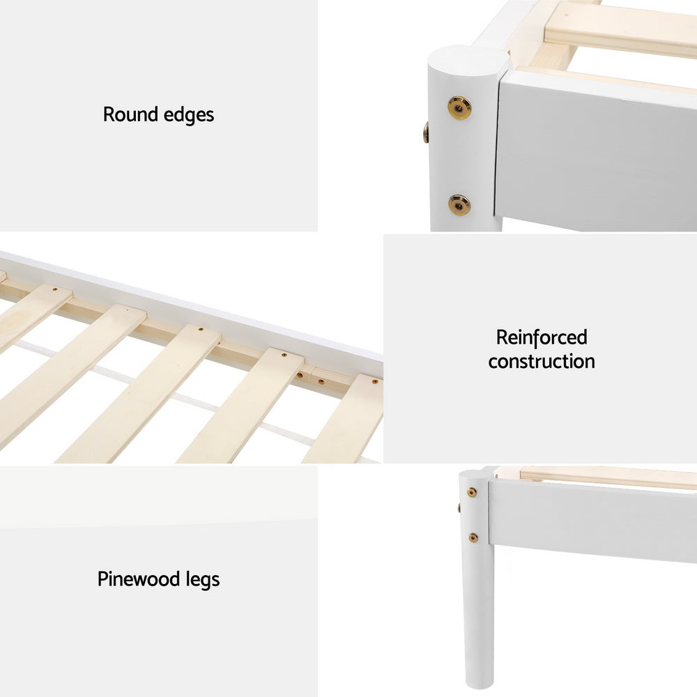 Artiss Bed Frame King Single Size Wooden White DALY Artiss